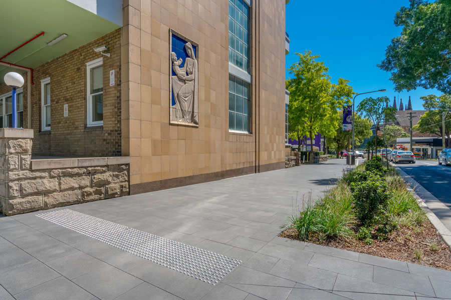 Wider footpaths and new landscaping at the Royal Prince Albert Hospital on Missendon Road, Camperdown