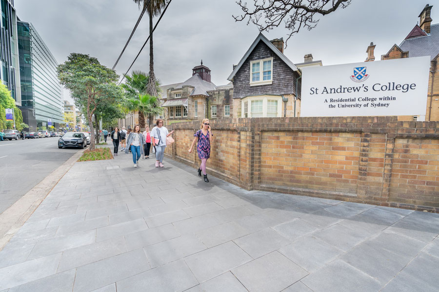 Wider footpaths and pedestrians at St Andrews College on Missendon Road.
